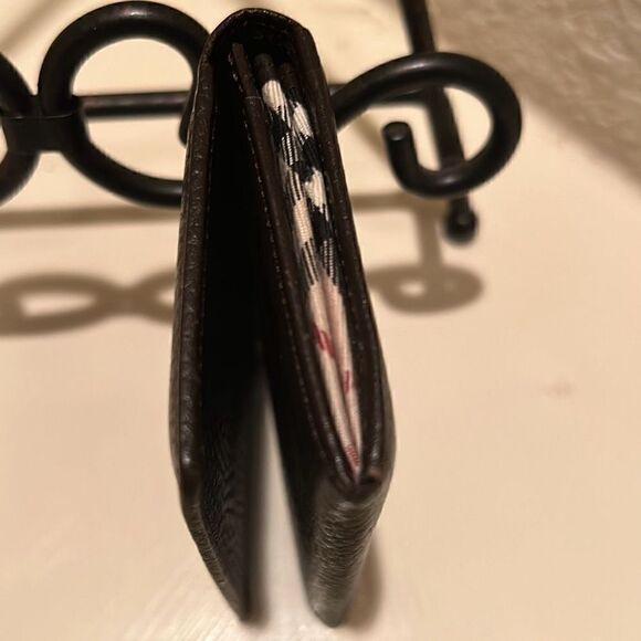 Burberry Unisex Bifold Card Case Coin Pouch Brown Pebbled Leather Minimalist - Picture 8 of 12